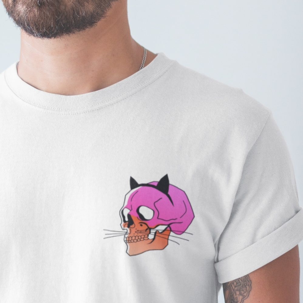 Gradient cat skull t-shirt